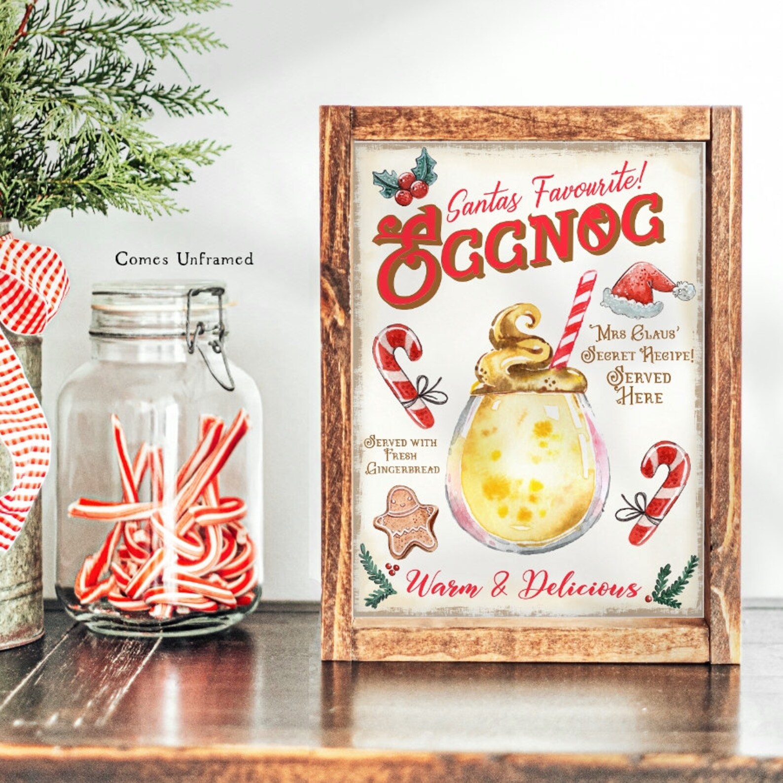 Retro Eggnog Sign Christmas Sign Wall Decor Holiday Print - Etsy