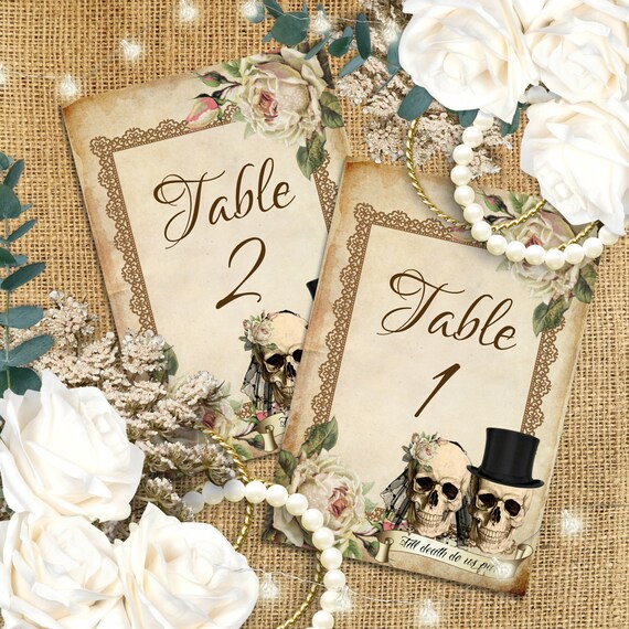 Skull Wedding Table Numbers Gothic Skull Wedding Table Etsy