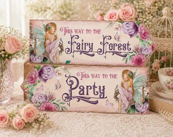 Fairy Party Arrow Signs, Enchanted Forest Decorations, Christening Birthday Kids Party