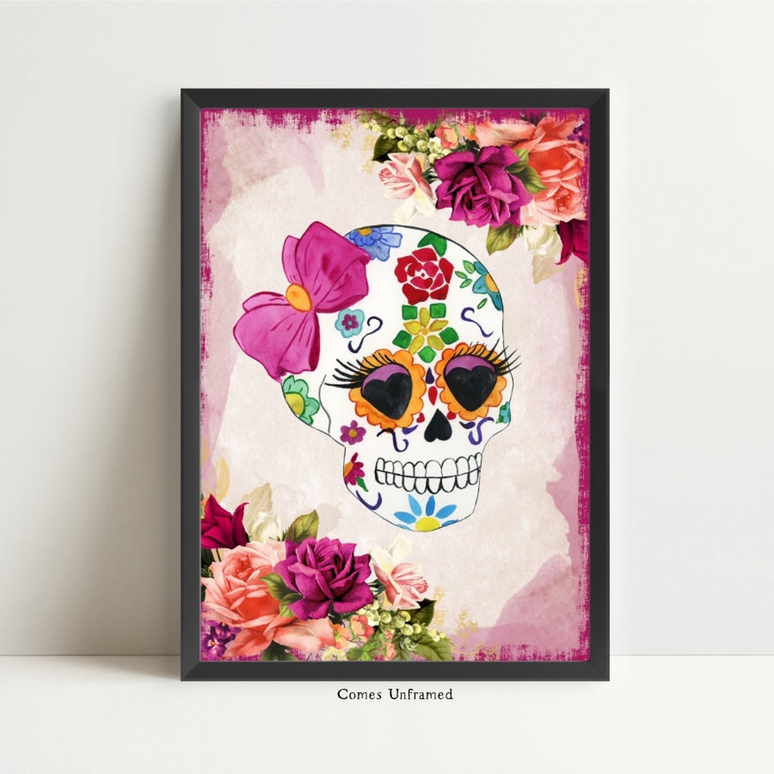 Sugar Skull Wall Art Skull Print Gothic Skull Halloween Etsy