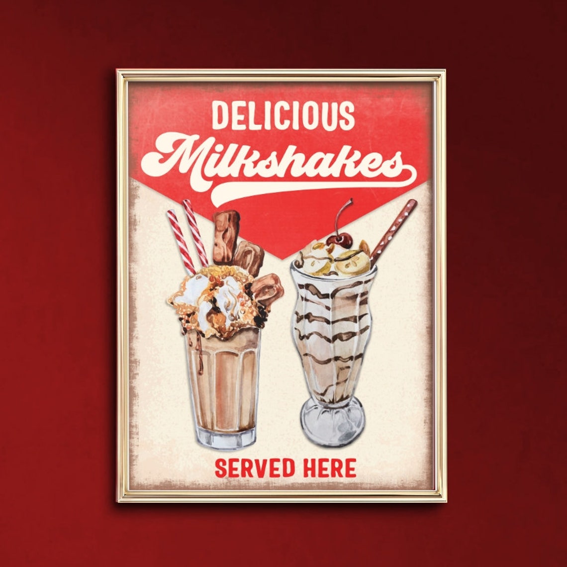 Retro Milkshake Sign Vintage Diner Sign Milkshake Sign | Etsy