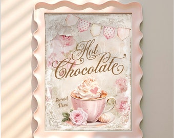 Shabby Chic Hot Chocolate Sign | Valentine Hot Cocoa Print | Kitchen Wall Art | Hot Chocolate Bar Decoration | Hot Cocoa Print