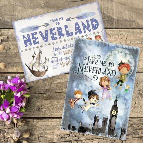 Peter Pan Quote Cards Party Decoration Cardmaking Table Etsy