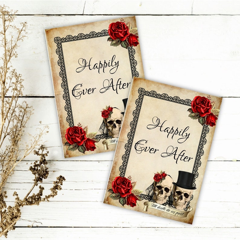Skull Wedding Card Toppers Tags Favors Cardmaking Gift Etsy