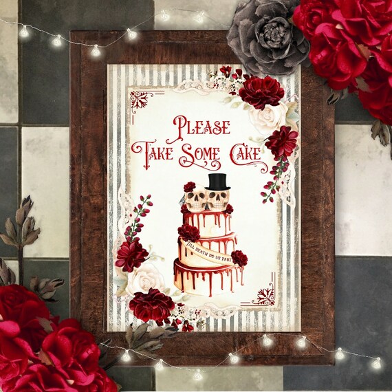 Skull Wedding Cake Sign Gothic Wedding Signs Skull Bride Etsy
