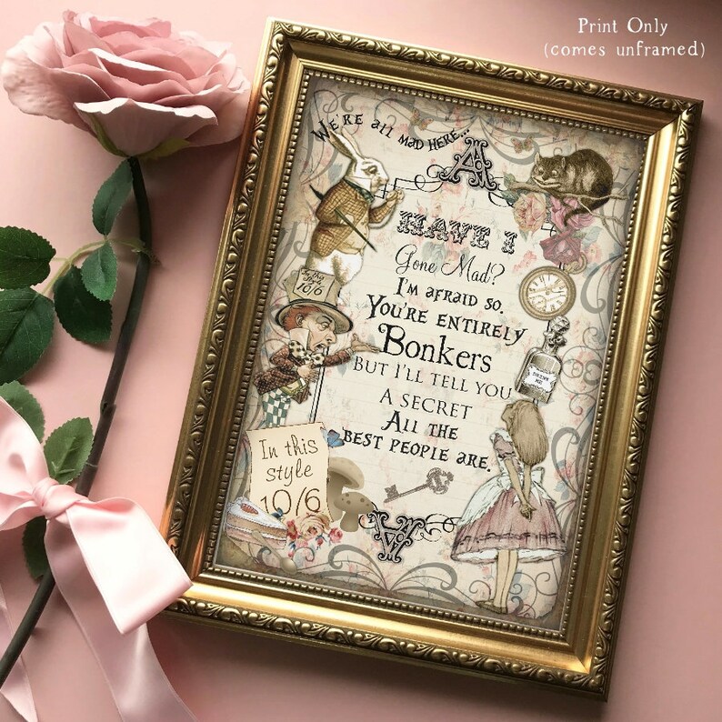 Alice in Wonderland Wall Art Bonkers Wall Art Nursery Print Etsy UK
