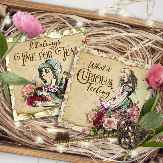 Alice In Wonderland Quote Cards Toppers Scrapbooking Etsy