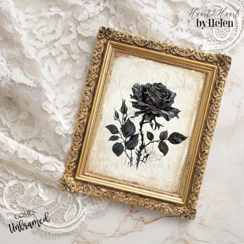 Black Rose Print | Gothic Wall Art | Floral Goth Print image 5