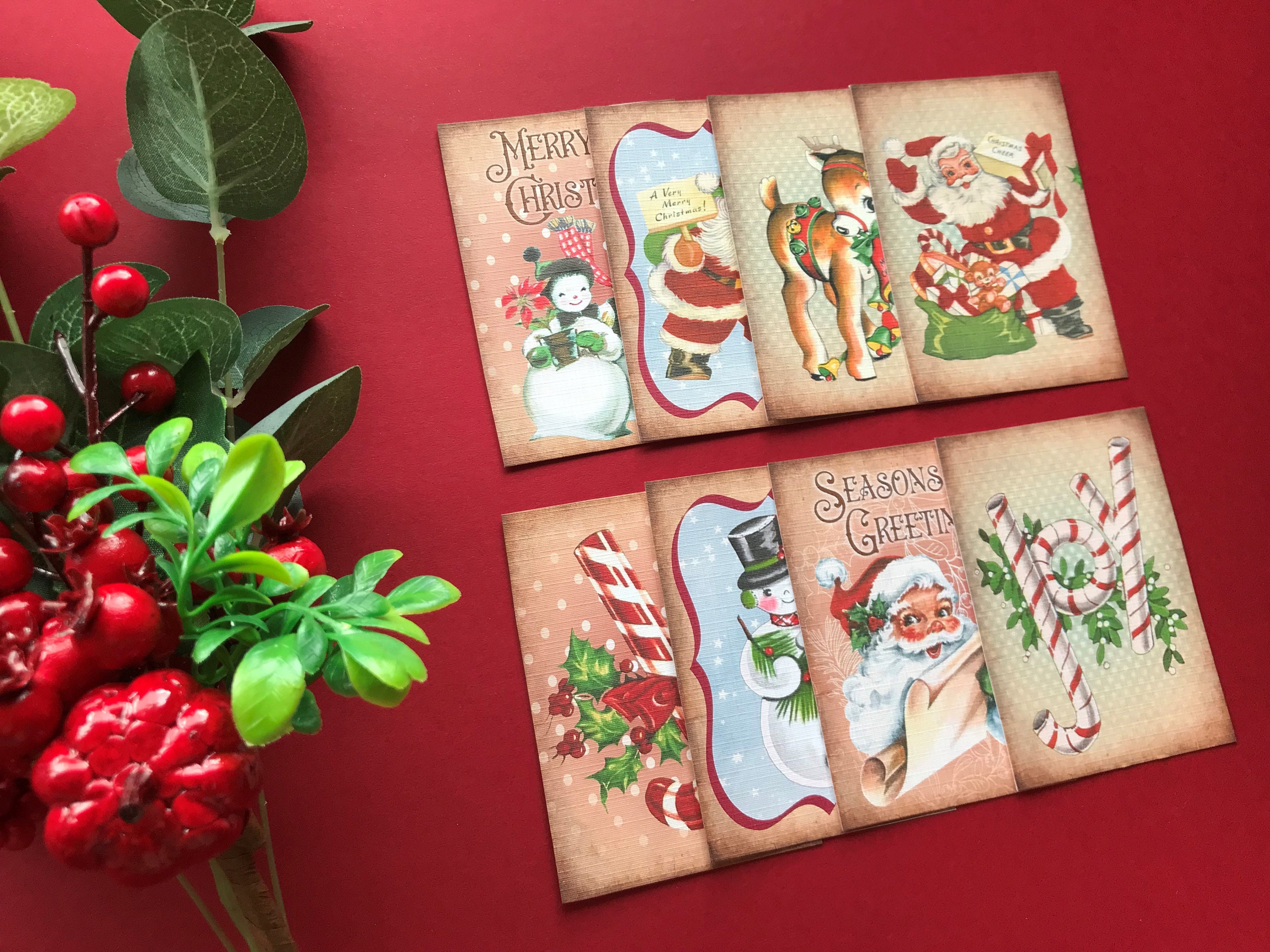 Vintage Christmas Card Toppers Retro Xmas Cardmaking Etsy UK