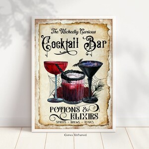 Halloween Cocktail Bar Sign Vintage Halloween Potions &amp; - Etsy UK