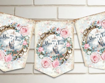 Once Upon a Time Bunting | Fairytale Bunting | Princess Birthday Decoration | Wedding Bunting | Princess Castle