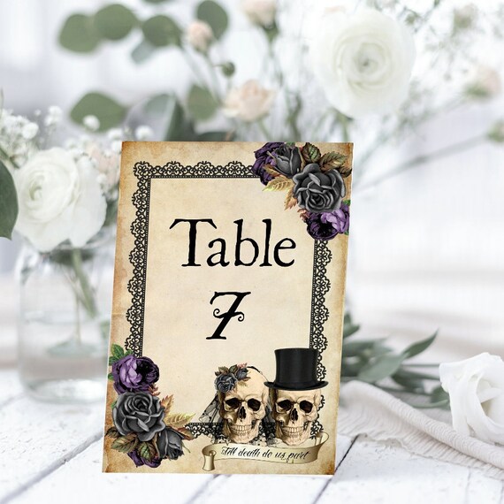 Skull Wedding Table Numbers Purple Skull Wedding Table Etsy