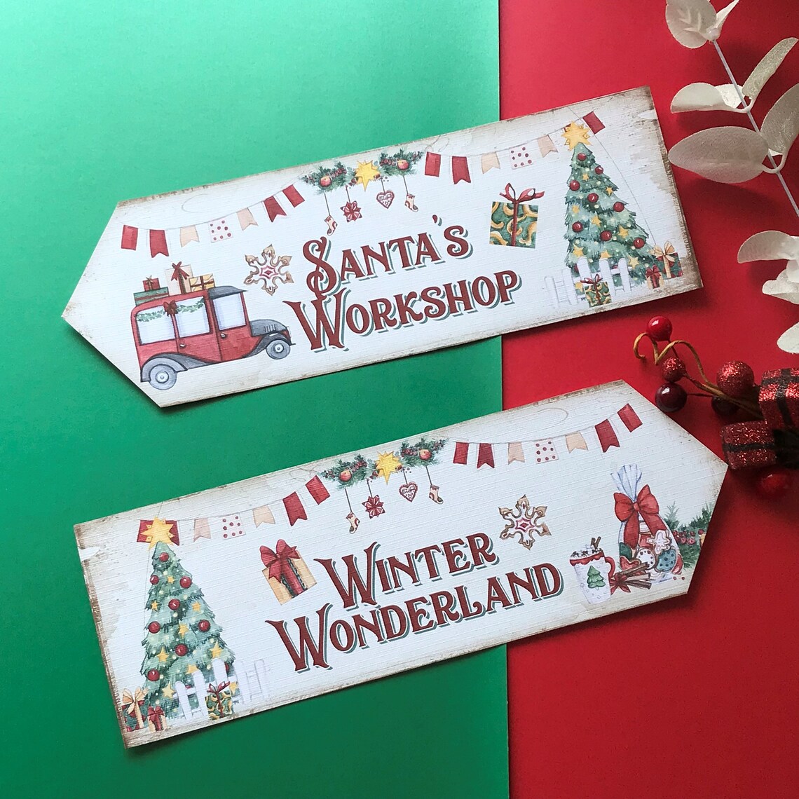 Retro Christmas Arrow Signs XMAS Decoration Arrows Winter | Etsy
