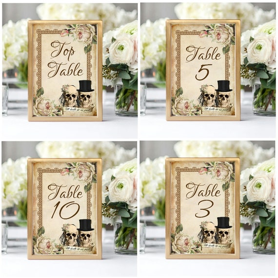 Wedding Reception Skull Wedding Gothic Table Numbers Wedding Table