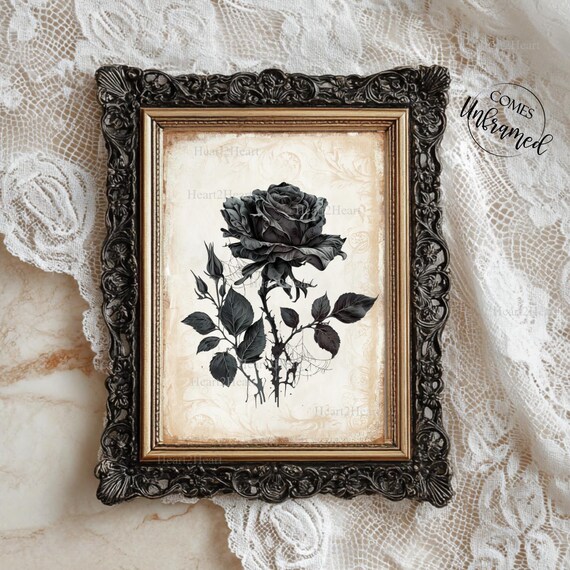 Black Rose Print | Gothic Wall Art | Floral Goth Print