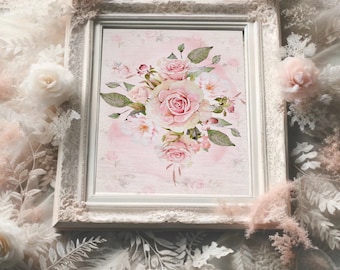Blush Pink Rose Print | Shabby Chic Floral Wall Art | Nursery Decor | Girl Nursery | Floral Wall Art | Cottagecore | Coquette Aesthetic