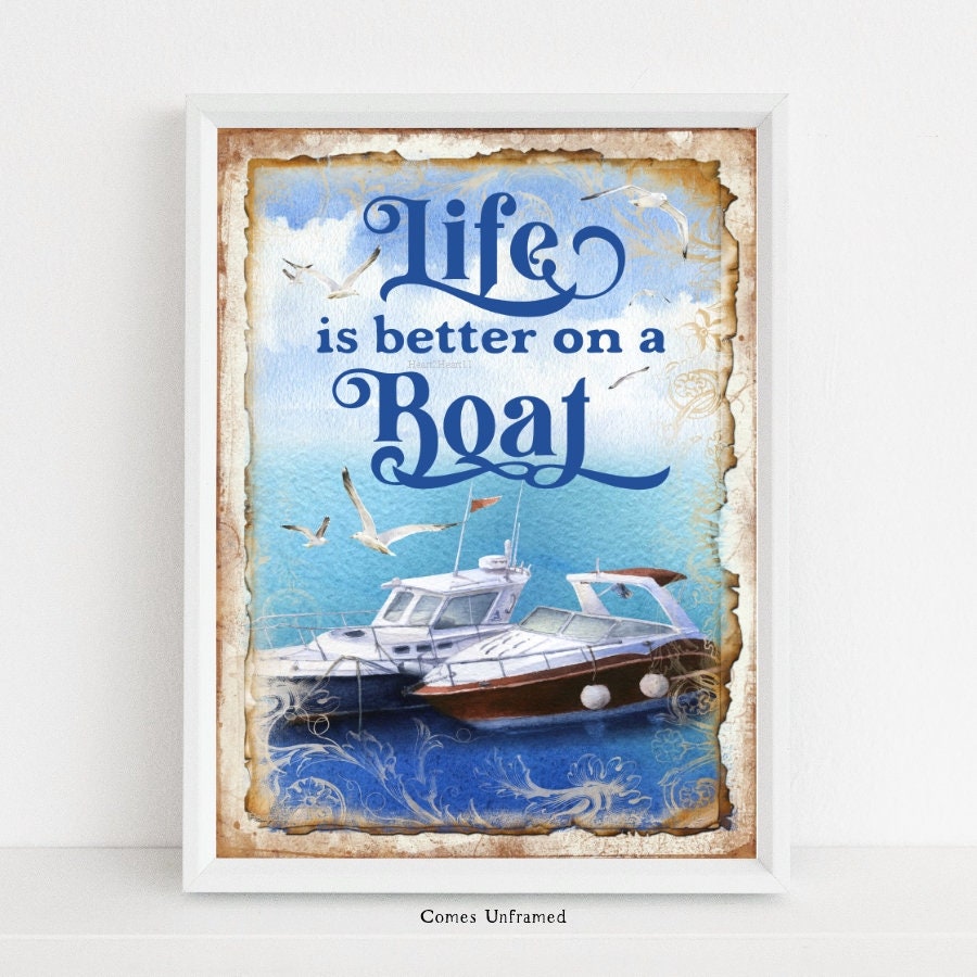 Life is Better on a Boat Wall Art Beach Print Beach Quote - Etsy UK