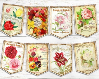 Vintage Floral Seed Packet Bunting | Shabby Chic Garden Banner
