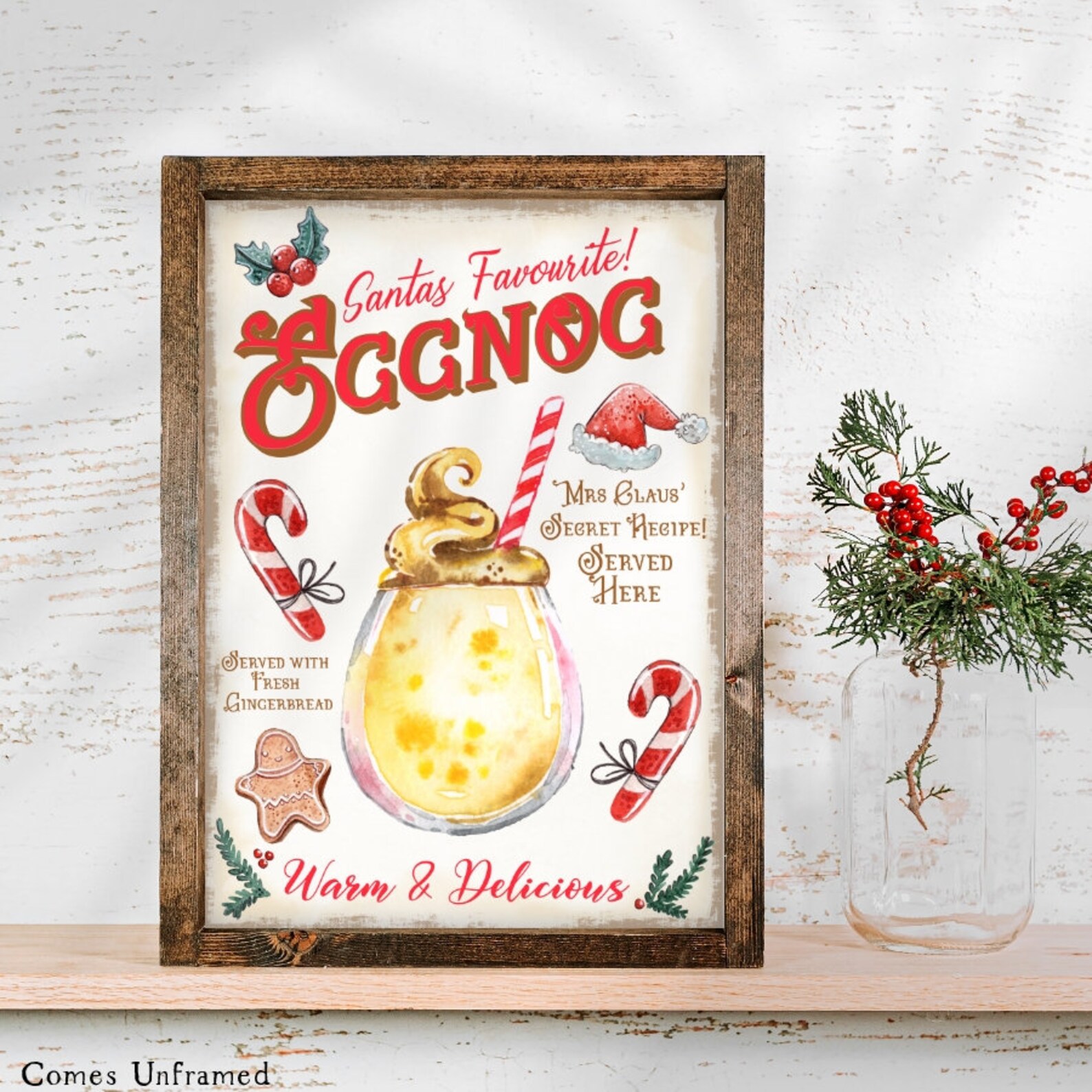 Retro Eggnog Sign Christmas Sign Wall Decor Holiday Print - Etsy