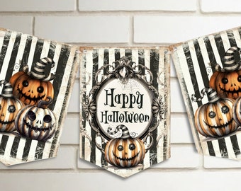 Retro Halloween Pumpkin Bunting Decoration | Spooky Decor | Pumpkin Banner | Trick or Treat