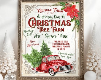 Retro Christmas Tree Farm Sign XMAS Decoration Wall Art Winter Farm Farmhouse Christmas Holiday Decor Christmas Sign