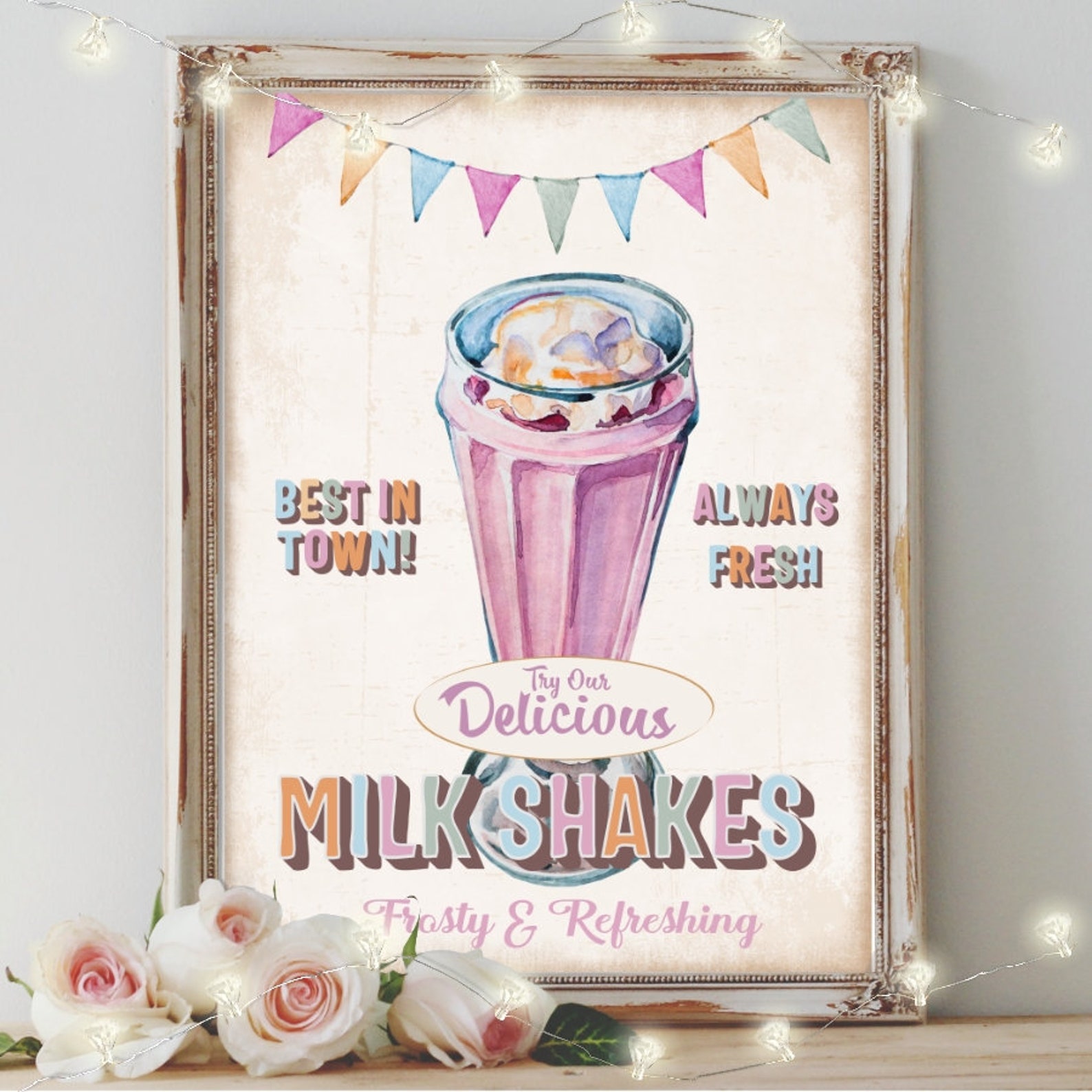 Retro Milkshake Sign Vintage Diner Sign Milkshake Sign | Etsy