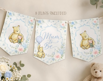 Winnie the Pooh Mum to Be Bunting | Baby Shower Decoration Banner