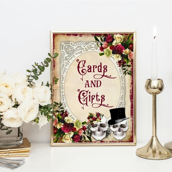 Skull Wedding Cards Gifts Sign Gift Table Wedding Venue Sign Etsy