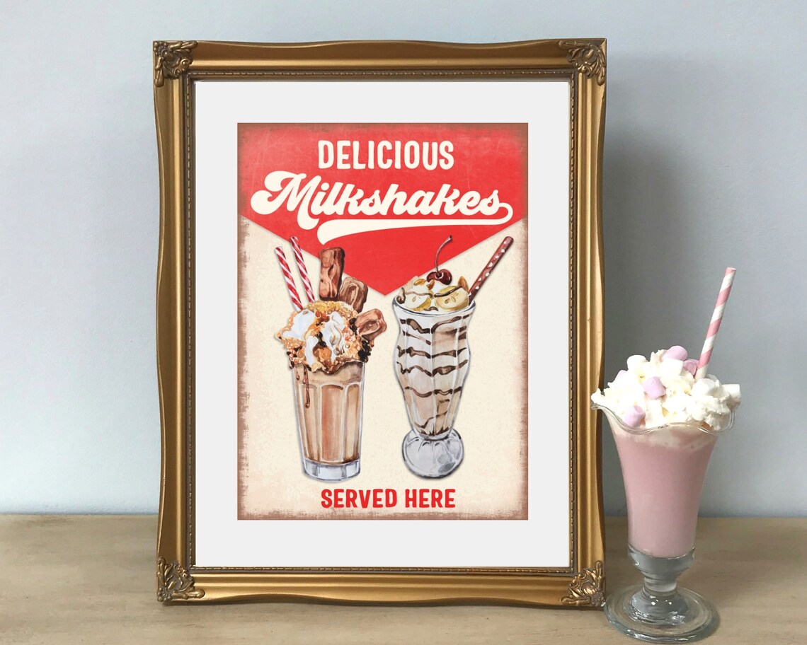 Retro Milkshake Sign Vintage Diner Sign Milkshake Sign | Etsy