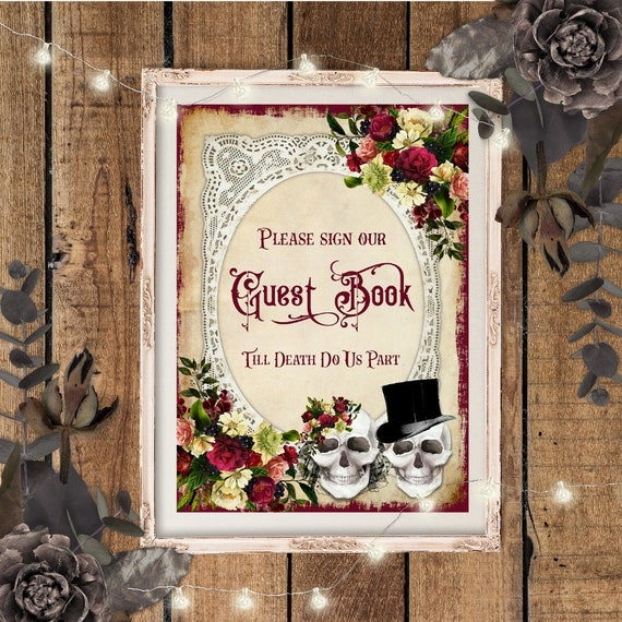 Skull Wedding Guest Book Sign Venue Decoration Guestbook Table