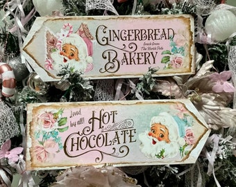 Pink Christmas Arrow Signs, Christmas Arrow Decoration, Tree Decor, Hot Chocolate Sign, Gingerbread Bakery