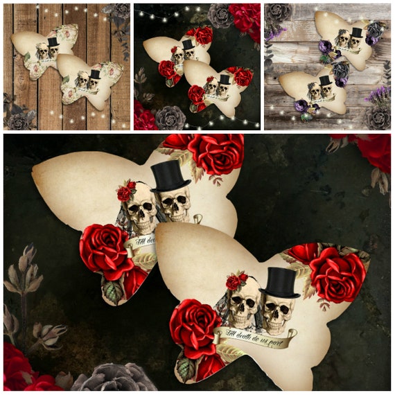 Skull Butterfly Cards Gothic Wedding Gothic Table Decor Etsy