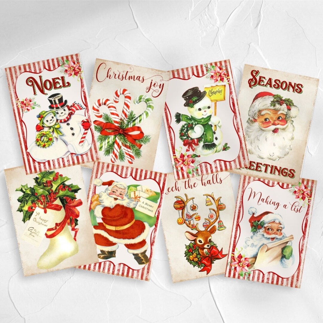 Vintage Christmas Card Toppers Retro Xmas Cardmaking - Etsy UK