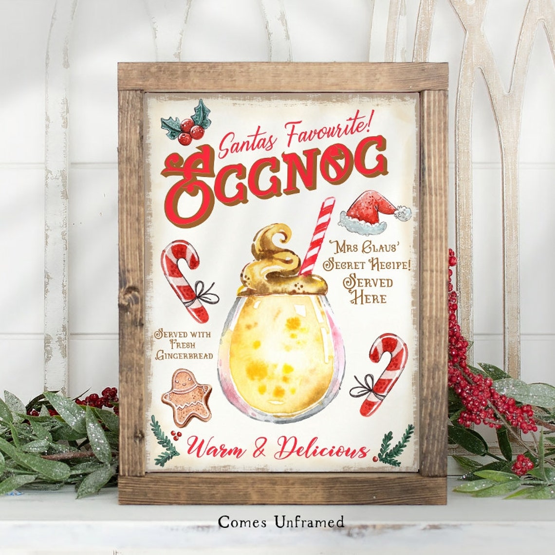 Retro Eggnog Sign Christmas Sign Wall Decor Holiday Print - Etsy