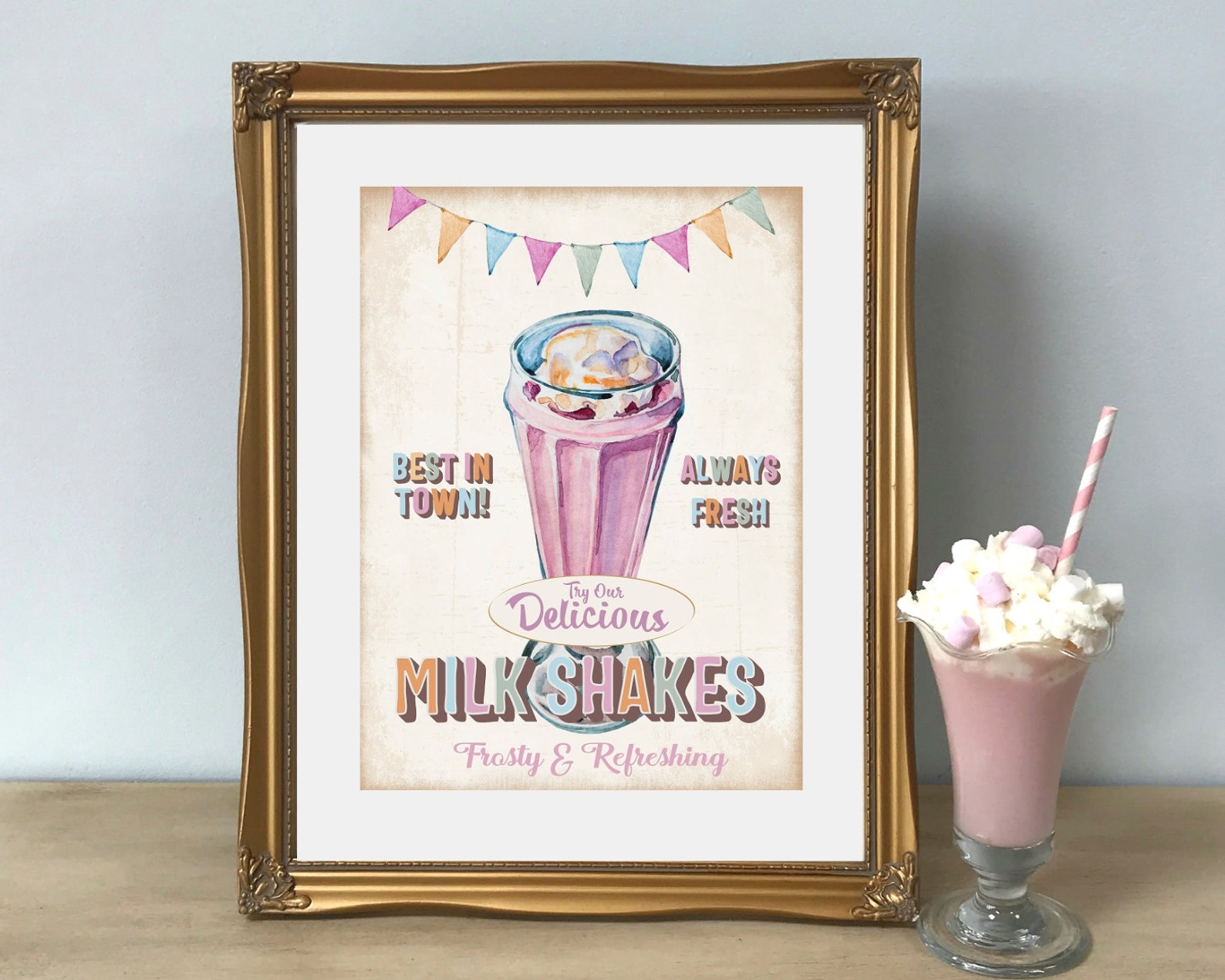 Retro Milkshake Sign Vintage Diner Sign Milkshake Sign | Etsy