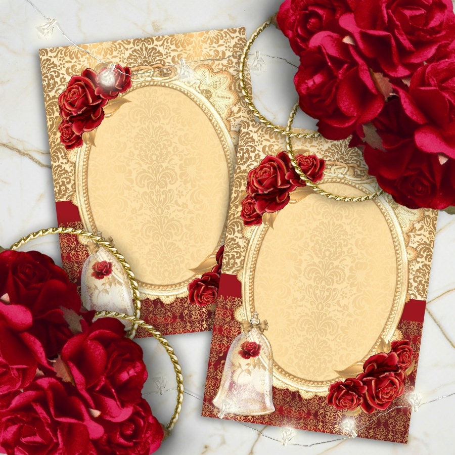 Beauty The Beast 8 Blank Cards Fairytale Decoration Red Etsy