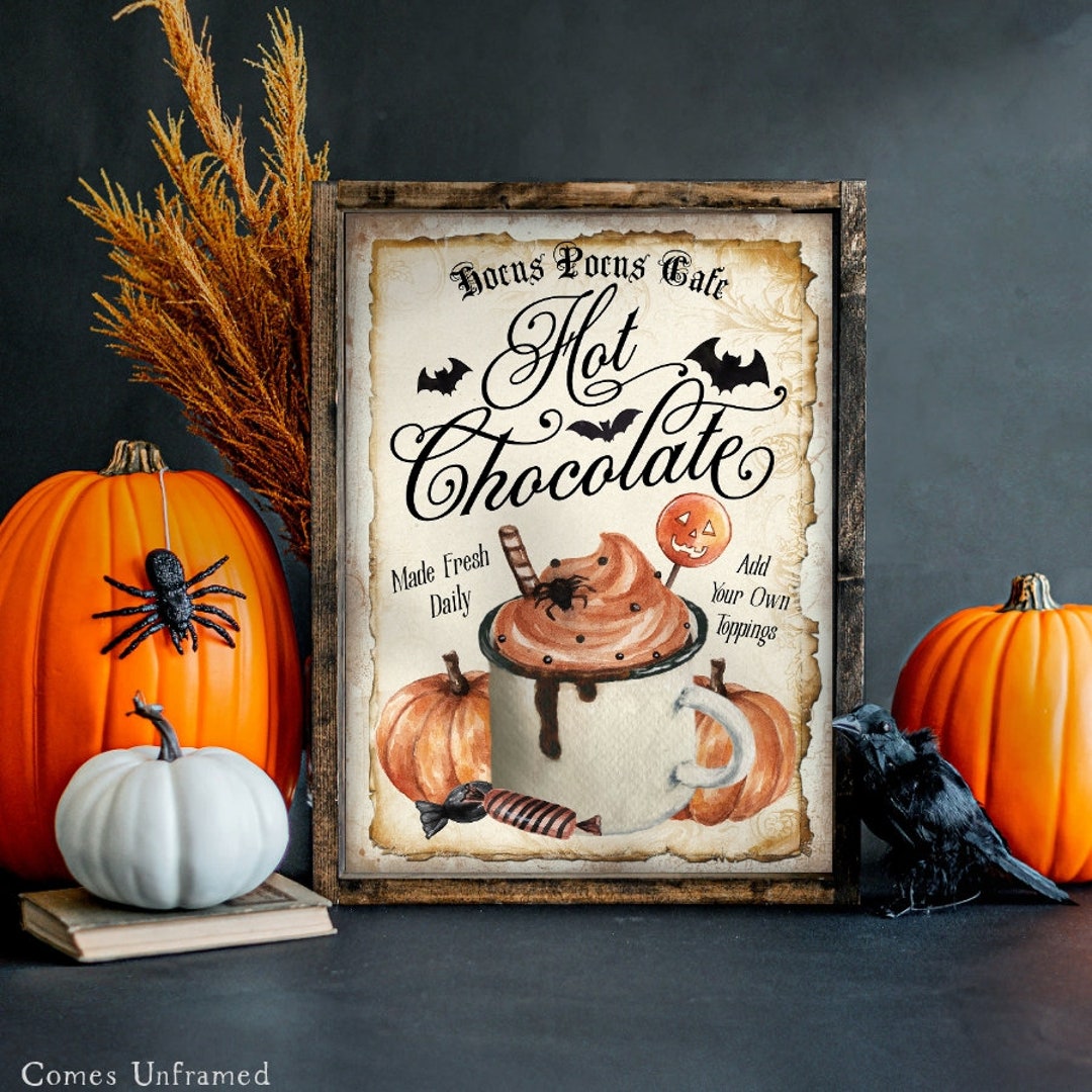 Halloween Hot Chocolate Sign Halloween Sign Pumpkin Hot Etsy