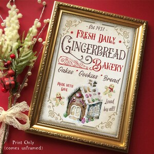 Gingerbread Bakery Sign, Wall Decor, Gingerbread Sign, Holiday Print ...