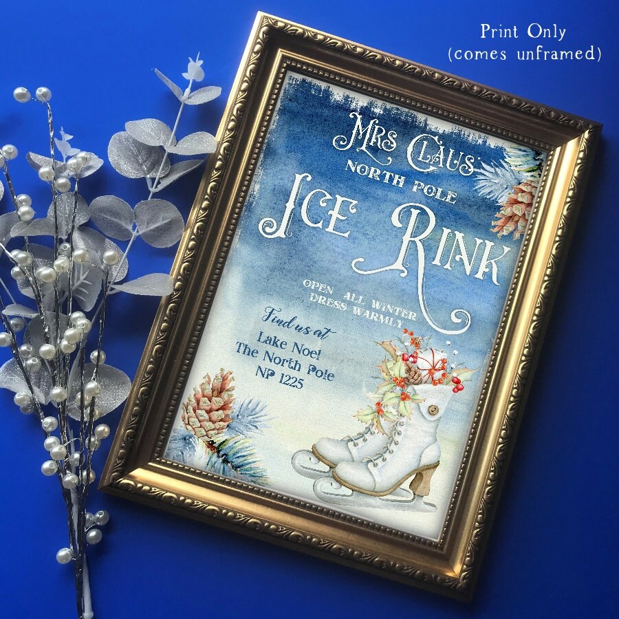 Mrs Claus North Pole Ice Rink Sign XMAS Christmas Print Decor Etsy UK