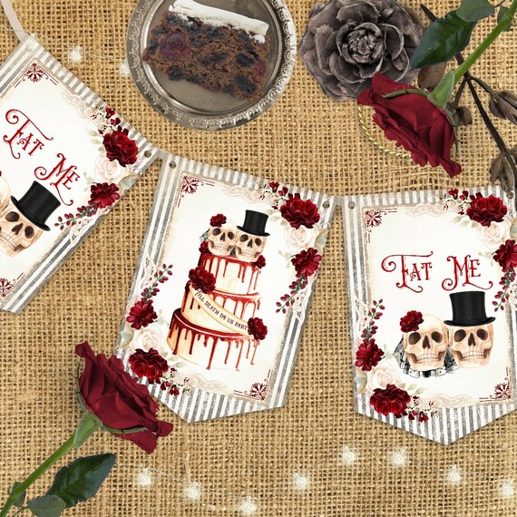 Skull Wedding Cake Bunting Eat Me Banner Sweet Table Etsy