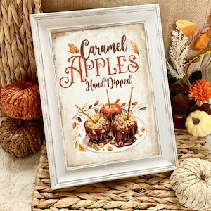 Autumn Caramel Apple Sign, Wall Art, Fall Decoration, Toffee Apple Sign, Apple Sign, Seasonal Decoration, Farmhouse Print, Fall Apple Print