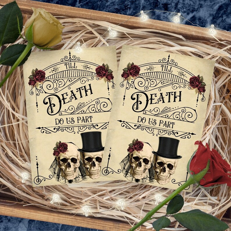 Skull Wedding Card Toppers Tags Favors Cardmaking Gift Etsy