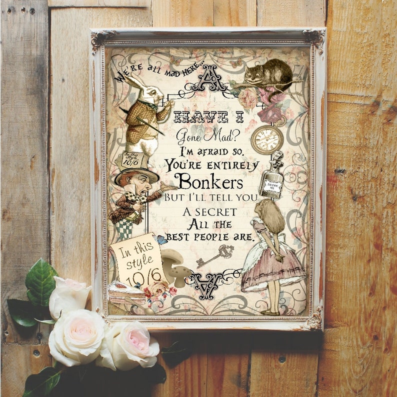 Alice in Wonderland Wall Art Bonkers Wall Art Nursery Print Etsy