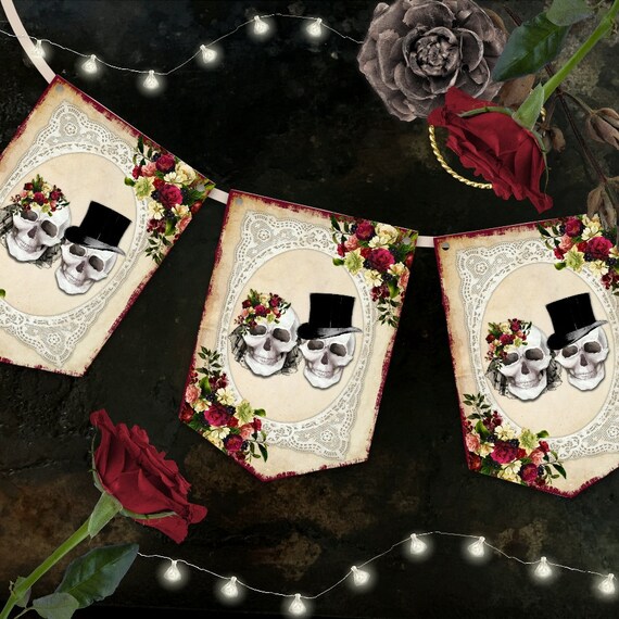 Skull Wedding Skull Bunting Skull Wedding Banner Gothic Etsy