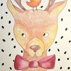 Juego de 4 impresiones de retratos de animales, tamaño A4, para habitación infantil o habitación de bebé, sin marco.