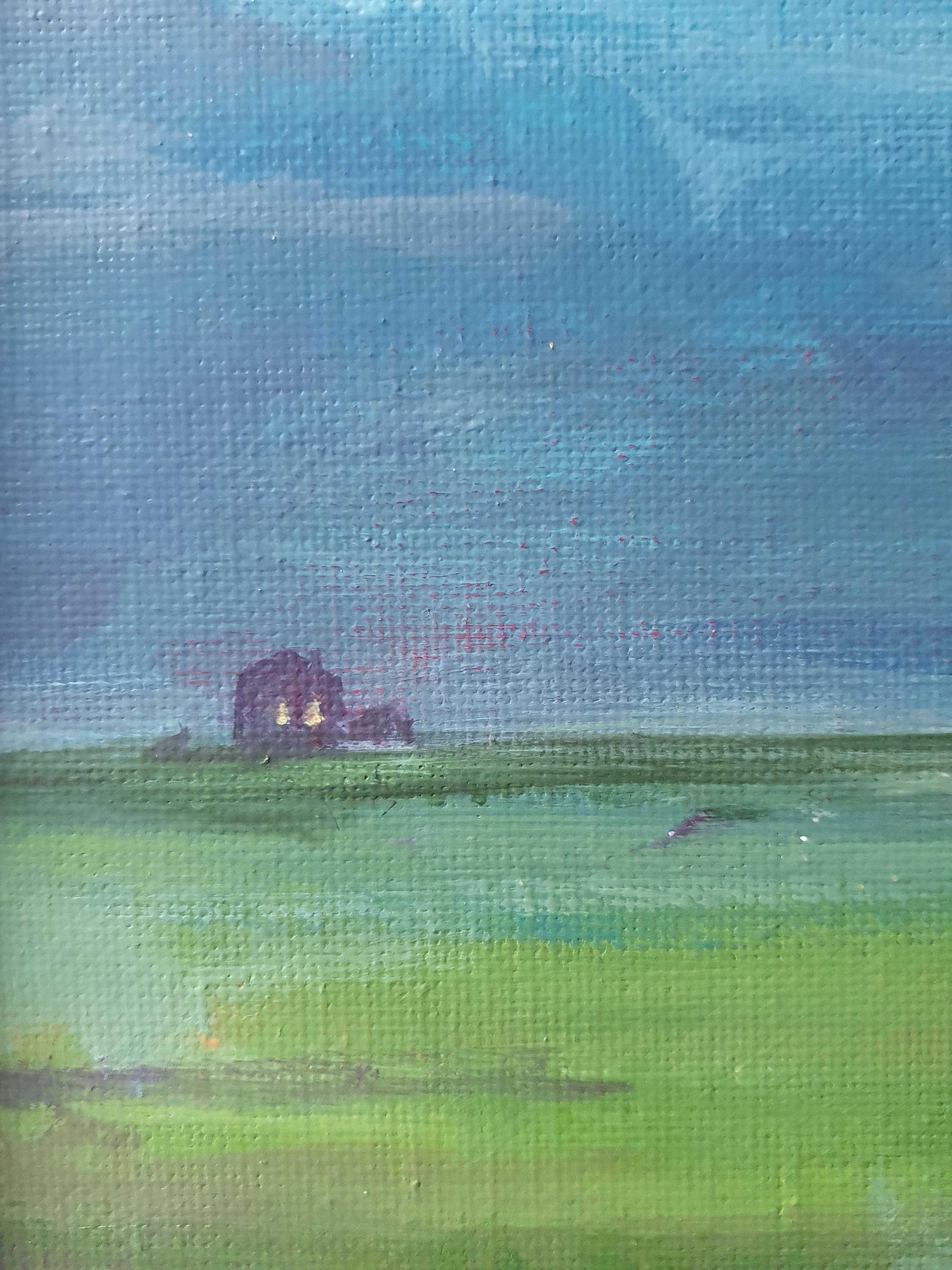 風景画（アクリル画、現代絵画、個性的なオリジナル作品）。25x25 cm