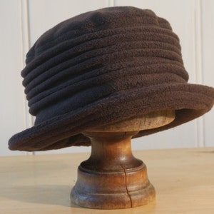 Brown Fleece Cloche Hat, 1920s Style Winter Hat