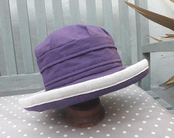 Purple linen big brimmed hat, plum cotton sun hat, summer hat, vacation hat, travel sunhat, hat for shade, gardening hat, festival hat