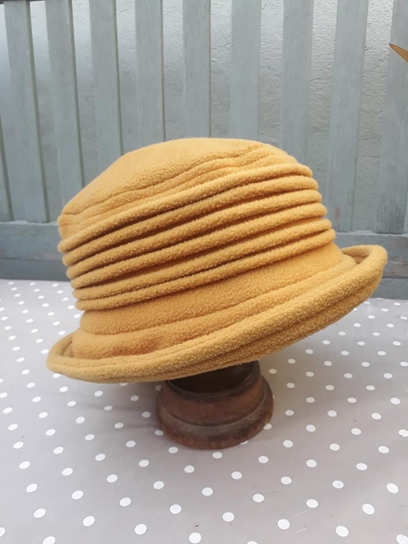 Mustard Yellow Cloche Hat Mustard Yellow Fleece Hat Tumeric Etsy UK