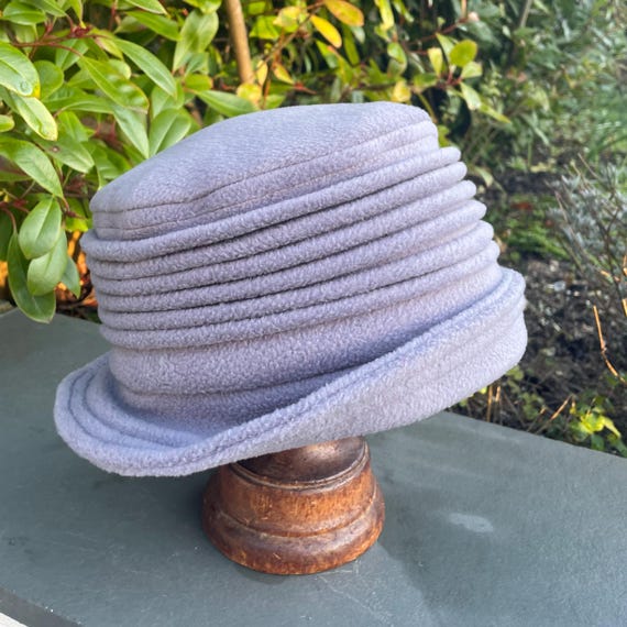 Pale Grey Fleece Hat, Cloche Hat, Winter Hat, Fleece Hat, Gray
